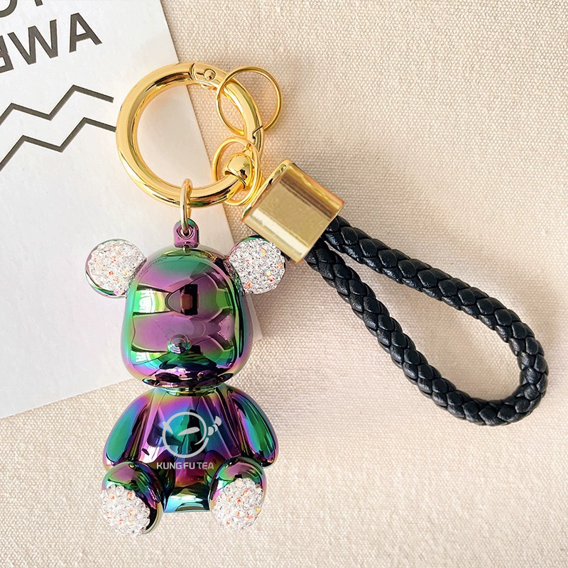 Kung Fu Tea Metallic Teddy bear Keychain
