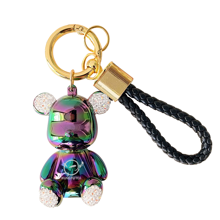 Kung Fu Tea Metallic Teddy bear Keychain