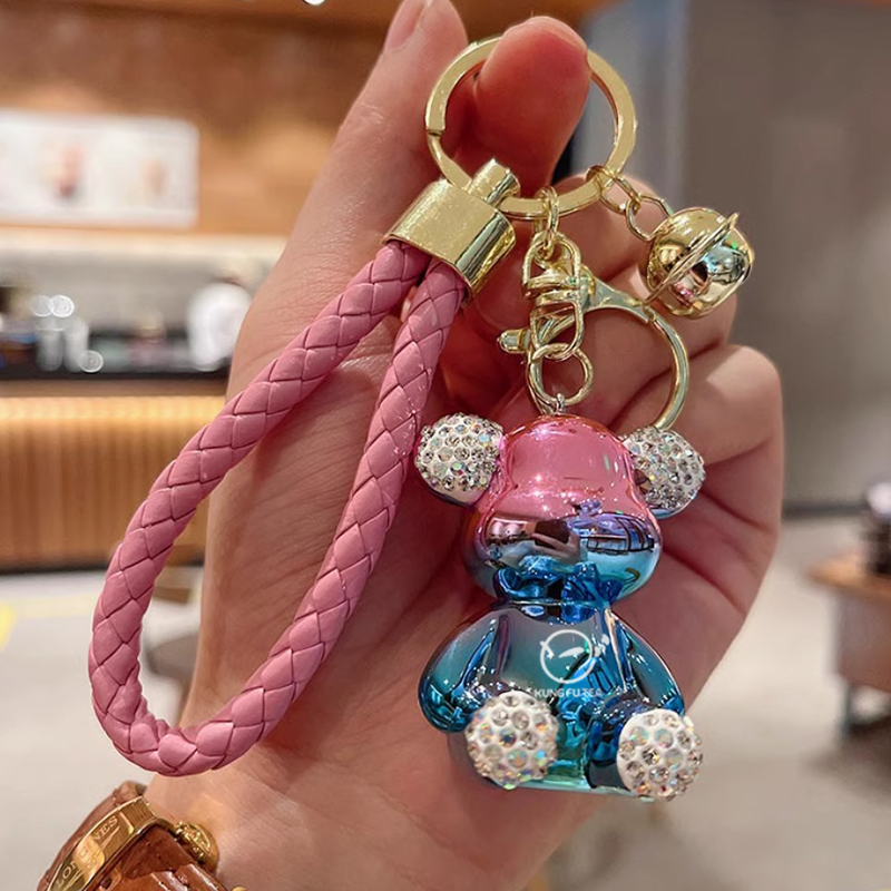 Kung Fu Tea Metallic Teddy bear Keychain