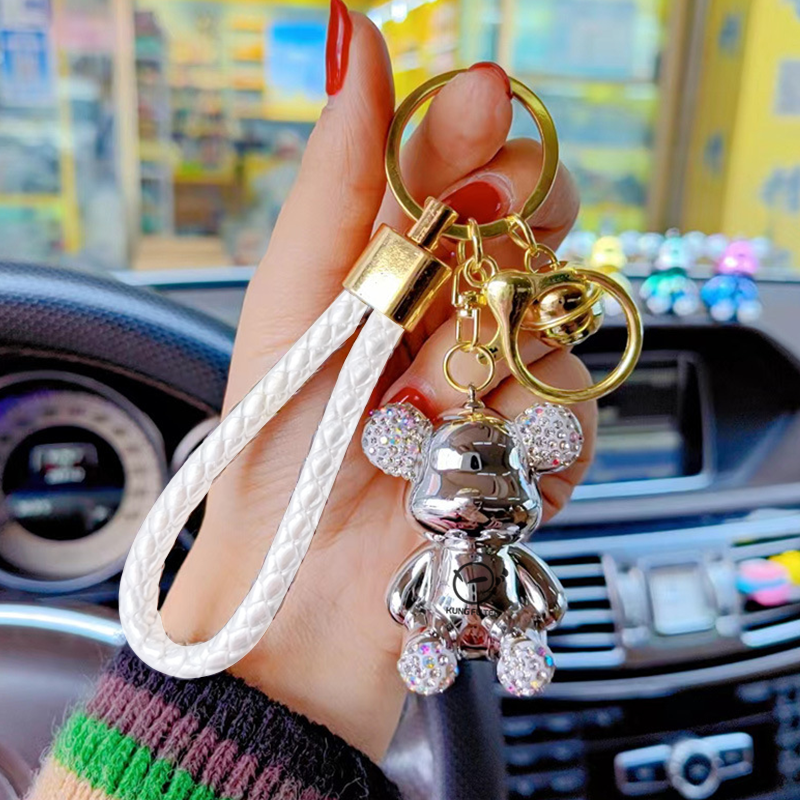 Kung Fu Tea Metallic Teddy bear Keychain