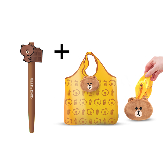 [Special Bundle] LINE FRIENDS BROWN Tote Bag (1) + Ballpen (1)