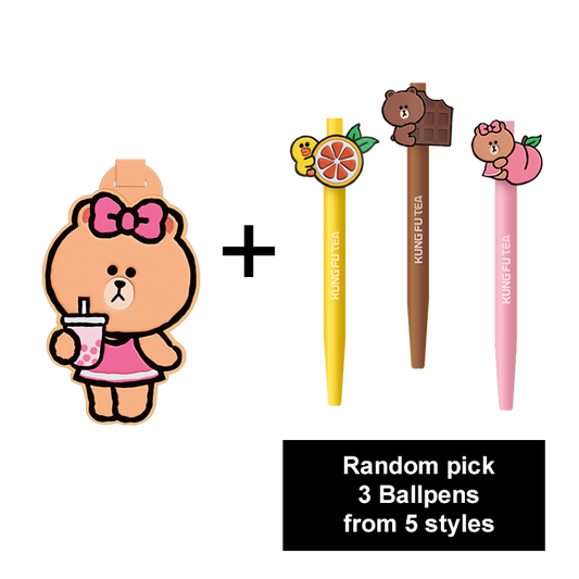 [Special Bundle] LINE FRIENDS CHOCO Travel Tag (1) + Random select Ballpens (3) (Copy)